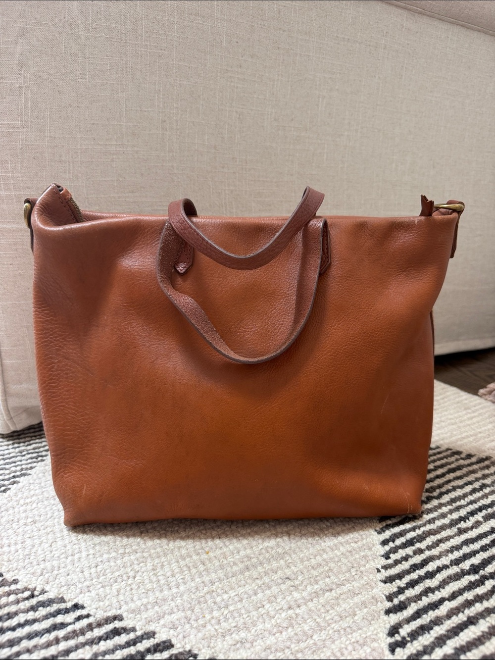 Madewell English saddle transport Leather Tote in Cognac